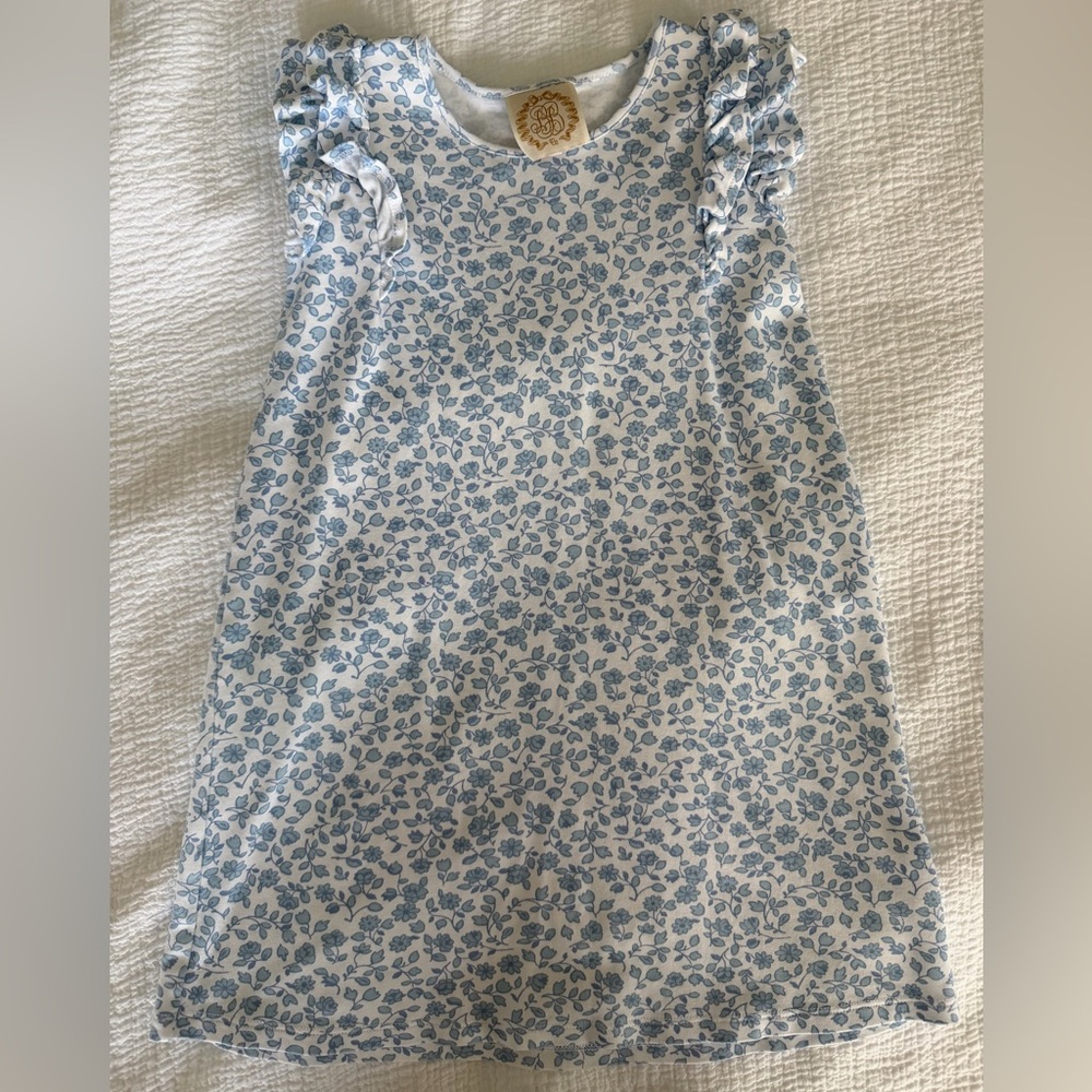 The Beaufort Bonnet Company Blue and White Floral Ruffle-Sleeve Dress